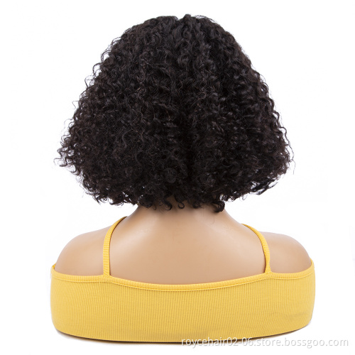 Cheap 10 Inch 100% Brazilian Human Hair 180% Density Short Curly Hair Bob Wig Transparent Full Lace Wig With Baby Hair